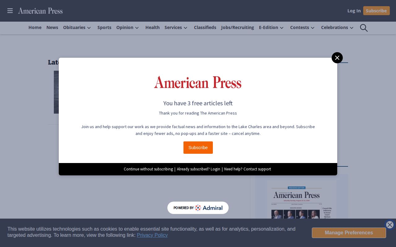 American Press Calcasieu Parish arrest story archive